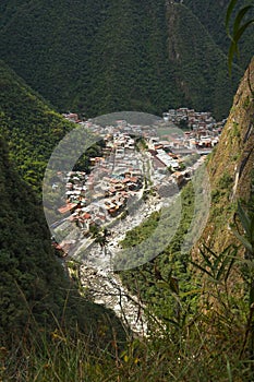 View of Machupicchu Pueblo or Aguas Calientes, Cusco, Peru photo