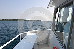 View of the Mackinac island from the boat