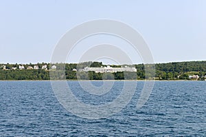 View of Mackinac lake and island in America