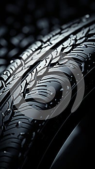 view Macro shot reveals intricate details on the surface of tire