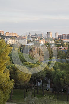 View of Madrid City from Dehesa de la Villa Park; Spain