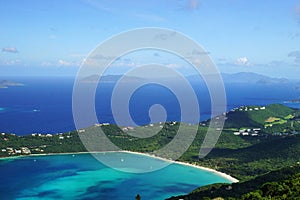 A view of Magens Bay with Jost Van BVI and Tortola BVI island on the background.