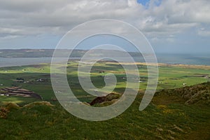 View of Magilligan Point from the top of Binevinagh mountain Derry Northern Ireland