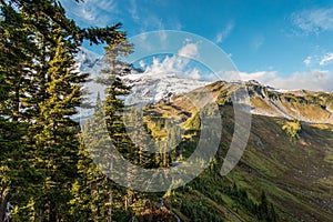 View on the magnificent Mount Rainier from Paradise Vista trail