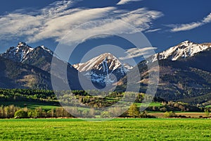 View at Magury, Klin and Jezova peaks from Podbanske meadows