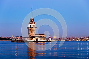 View of the Maiden tower at sunrise, Istanbul, Turkey