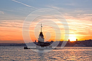 View of the Maiden tower on a sunset