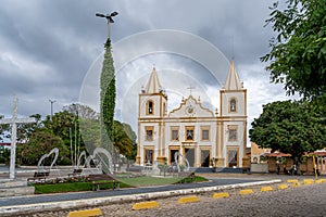 View of main church square of Martins city in Brazil´s countryside