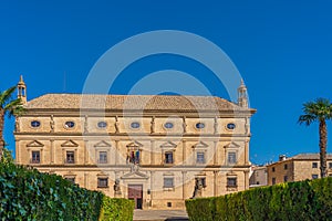 View of the main facade of the Vazquez de Molina palace, with a square Vazquez, Ubeda, Spain