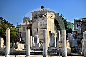 View of the main monuments of Athens (Greece). Roman Agora. photo