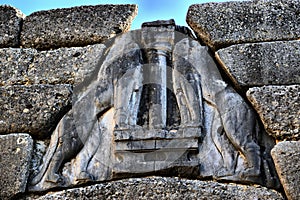 View of the main monuments of Greece. Mycenae. Lions Gate photo