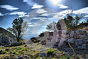 View of the main monuments of Greece. Mycenae. photo