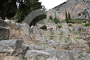 View of the main monuments of Greece. Ruins of ancient Delphi. Oracle of Delphi photo