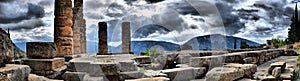 View of the main monuments and sites of Greece. Delphi. Oracle of Delphi.