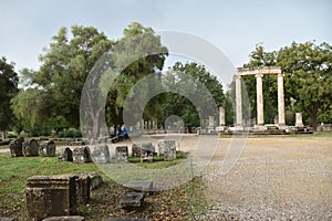 View of the main monuments and sites of Greece. Ruins of Olympia. Filipeion photo