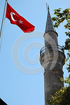View of the main places and monuments of Istanbul (Turkey). Minaret photo
