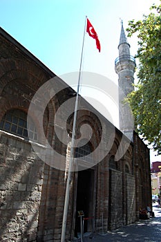 View of the main places and monuments of Istanbul (Turkey). Minaret photo