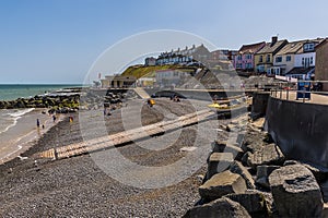 A view of the main slipway on the beach at Sheringham, Norfolk, UK