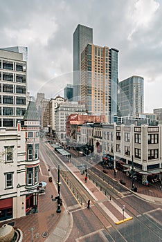 View of Main Street, in downtown Houston, Texas