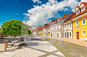 View of the main street in Kamnik, a small historical town in Slovenia photo