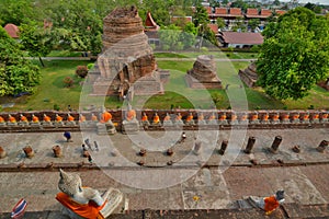 View from the main temple. Wat Yai Chai Mongkhon temple. Ayutthaya. Thailand