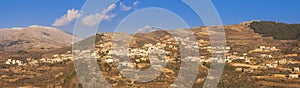 View On Majdal Shams The Druze town in the southern foothills of Mountain Hermon, At Sunset,  Golan Heights, Israel