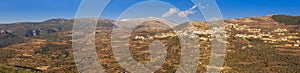 View On Majdal Shams The Druze town in the southern foothills of Mountain Hermon, At Sunset,  Golan Heights, Israel