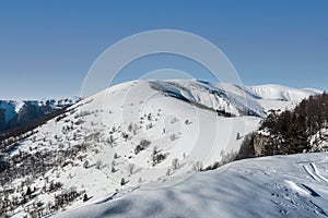 Pohľad z vrchu Majerova skala v zime Veľká Fatra na Slovensku