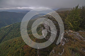 View from Majerova skala rock in Velka Fatra mountains