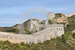 View on the majestic Great Wall at sunset at Jinshanling, northeast from Beijing.