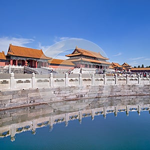 View on majestic pavilion, Palace Museum Forbidden City, Beijing, China