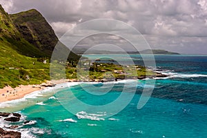 A view of Makapu`u beach, on the east side of Oahu, Hawaii.