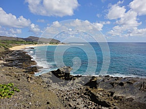 View of Makapu`u Beach from Makapu`u Lookout, Hawaii