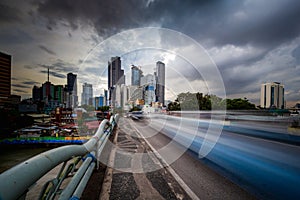 View of Makati from the bridge of Hulo Coronado street in Mandaluyong, National Capital Province, Metro Manila, Philippines