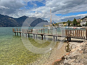 View of Malcesine at the lakeside of Lake Garda in september