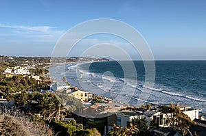 View of Malibu coastline in southern California.