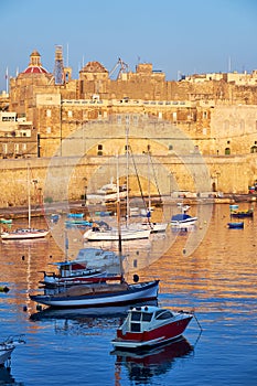 View on Malta bay between Kalkara and Birgu at early morning