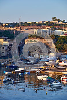 View on Malta bay between Kalkara and Birgu at early morning