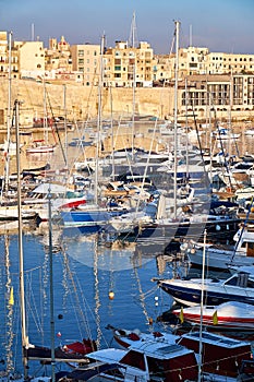 View on Malta bay between Kalkara and Birgu at morning