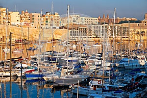 View on Malta bay between Kalkara and Birgu at morning