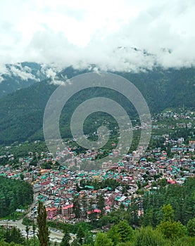 View of Manali Himachal Pradesh India from Dhranu photo