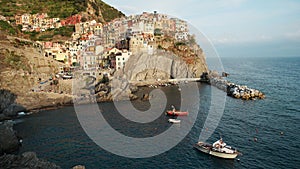 View of Manarola at sunset in Italy
