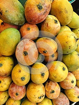 view of mango fruit kept well stocked