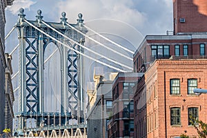 View of the Manhattan Bridge from the Dumbo district of Brooklyn