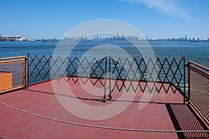 View of Manhattan from a ferry of the Staten Island Ferry service