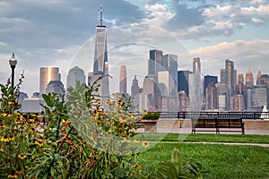 view of Manhattan skyline New York City