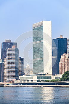 View of Manhattan skyline and the United Nations