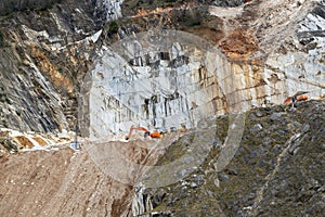 view of marble quarry in carrara , itay