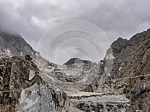 view of marble quarry in carrara , itay