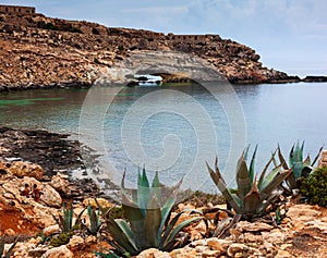 View of Mare Morto beach, Lampedusa